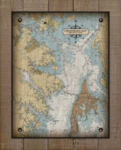 Maryland Upper Chesapeake Bay Nautical Chart Board Mounted Canvas Print