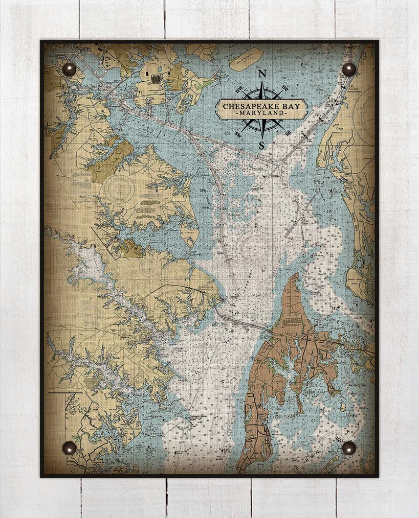 Maryland Upper Chesapeake Bay Nautical Chart Board Mounted Canvas Print