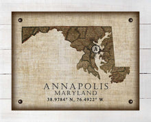 Load image into Gallery viewer, Annapolis Maryland Vintage Design Board Mounted Canvas Print
