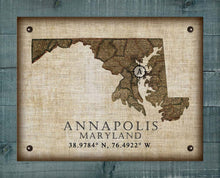 Load image into Gallery viewer, Annapolis Maryland Vintage Design Board Mounted Canvas Print
