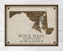 Load image into Gallery viewer, Rock Hall Maryland Vintage Design Board Mounted Canvas Print
