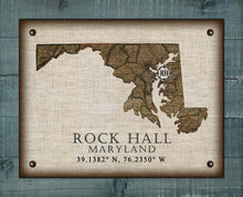 Load image into Gallery viewer, Rock Hall Maryland Vintage Design Board Mounted Canvas Print
