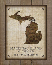 Load image into Gallery viewer, Mackinac Island Michigan Vintage Design - Board Mounted Canvas Print
