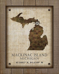 Mackinac Island Michigan Vintage Design - Board Mounted Canvas Print