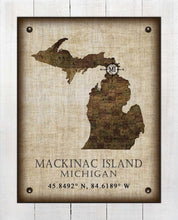 Load image into Gallery viewer, Mackinac Island Michigan Vintage Design - Board Mounted Canvas Print
