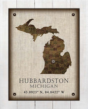 Load image into Gallery viewer, Hubbardston Michigan Vintage Design - Board Mounted Canvas Print
