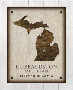 Hubbardston Michigan Vintage Design - Board Mounted Canvas Print