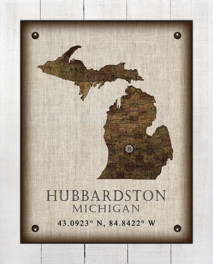 Hubbardston Michigan Vintage Design - Board Mounted Canvas Print