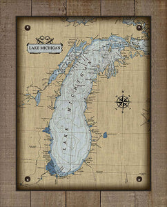 Lake Michigan Nautical Chart - Board Mounted Canvas Print