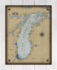 Lake Michigan Nautical Chart - Board Mounted Canvas Print