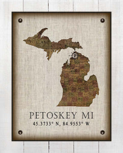 Petoskey Michigan Vintage Design - Board Mounted Canvas Print