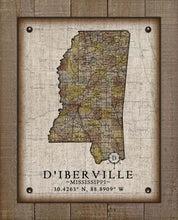 Load image into Gallery viewer, D&#39;iberville Mississippi Vintage Design - Board Mounted Canvas Print
