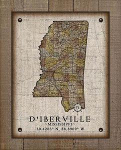 D'iberville Mississippi Vintage Design - Board Mounted Canvas Print