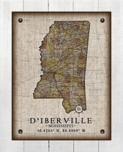 Load image into Gallery viewer, D&#39;iberville Mississippi Vintage Design - Board Mounted Canvas Print
