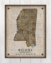 Load image into Gallery viewer, Biloxi Mississippi Vintage Design - Board Mounted Canvas Print
