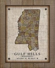 Load image into Gallery viewer, Gulf Hills Mississippi Vintage Design - Board Mounted Canvas Print
