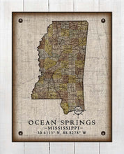 Load image into Gallery viewer, Ocean Springs Mississippi Vintage Design - Board Mounted Canvas Print
