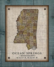 Load image into Gallery viewer, Ocean Springs Mississippi Vintage Design - Board Mounted Canvas Print
