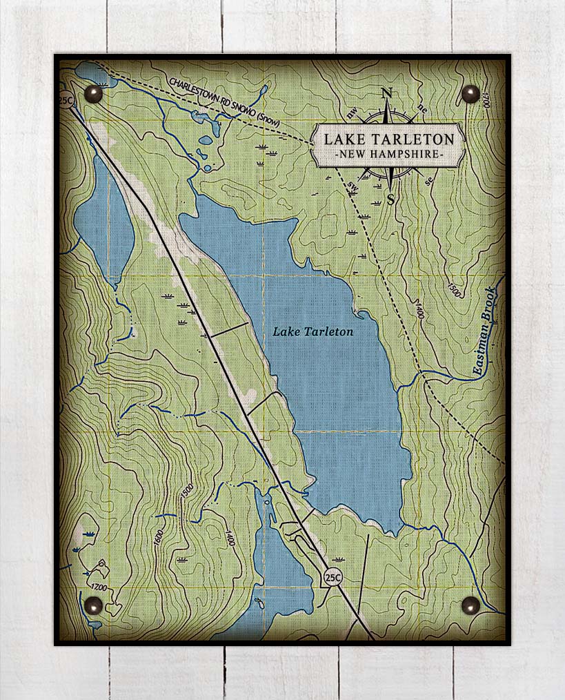 Lake Tarleton New Hampshire Map - Board Mounted Canvas Print