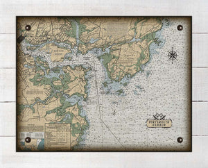 Kittery Maine & Portsmouth New Hampshire Nautical Chart Board Mounted Canvas Print