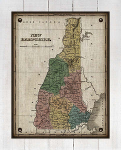 1800s New Hampshire Map - Board Mounted Canvas Print