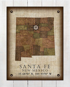 Santa Fe New Mexico Vintage Design - Board Mounted Canvas Print