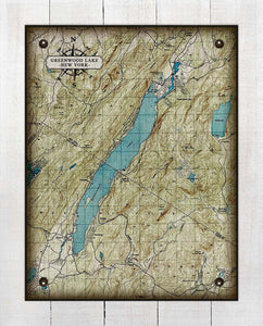 Greenwood Lake Map - Board Mounted Canvas Print