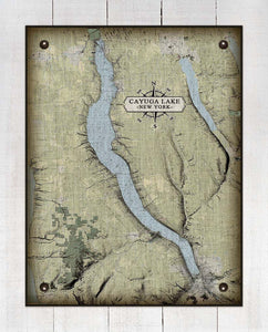 Cayuga Lake New York Map - Board Mounted Canvas Print