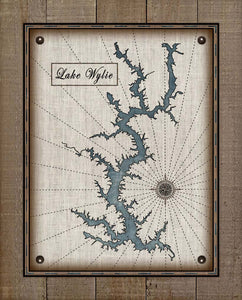 Lake Wylie North Carolina Map Design (2)  - Board Mounted Canvas Print