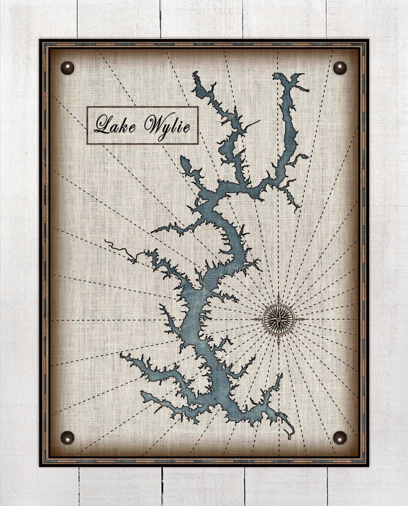 Lake Wylie North Carolina Map Design (2)  - Board Mounted Canvas Print