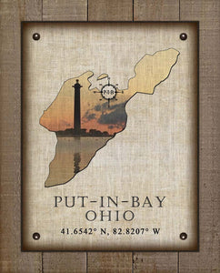 Put-In-Bay Ohio Vintage Design (2) - Board Mounted Canvas Print