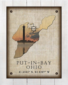 Put-In-Bay Ohio Vintage Design (2) - Board Mounted Canvas Print