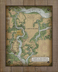 Lady's Island South Carolina Nautical Chart - Board Mounted Canvas Print