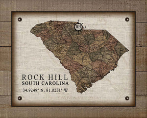 Rock Hill South Carolina Vintage Design - Board Mounted Canvas Print