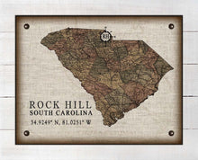 Load image into Gallery viewer, Rock Hill South Carolina Vintage Design - Board Mounted Canvas Print
