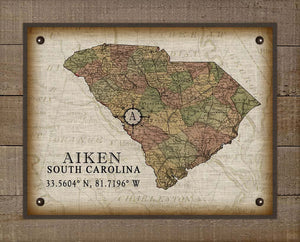 Aiken South Carolina Vintage Design - Board Mounted Canvas Print