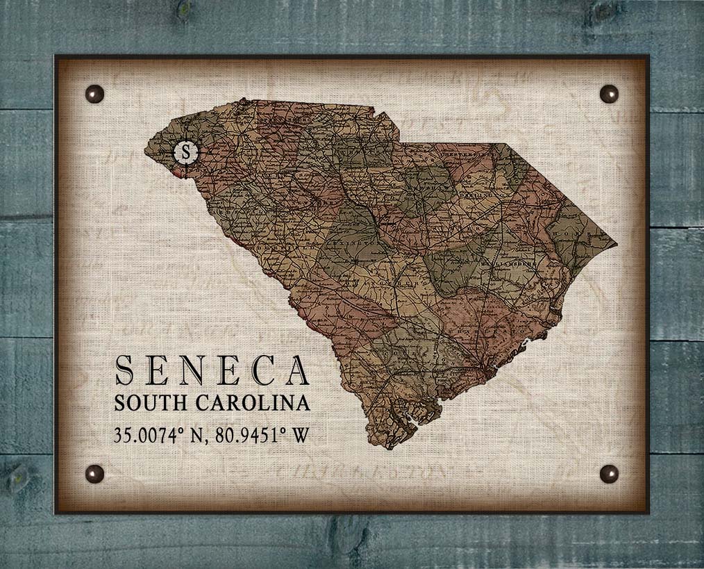 Seneca South Carolina Vintage Design - Board Mounted Canvas Print