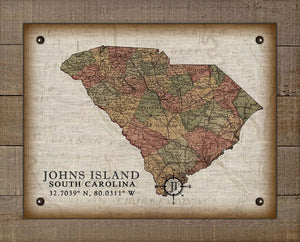 St Johns Island South Carolina Vintage Design - Board Mounted Canvas Print