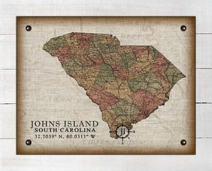 St Johns Island South Carolina Vintage Design - Board Mounted Canvas Print