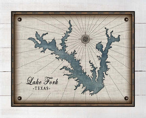 Lake Fork Texas Map Design - Board Mounted Canvas Print