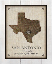 Load image into Gallery viewer, San Antonio Texas Vintage Design - Board Mounted Canvas Print
