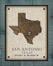 Load image into Gallery viewer, San Antonio Texas Vintage Design - Board Mounted Canvas Print
