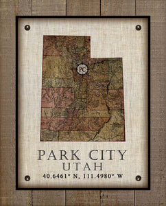 Park City Utah Vintage Design - Board Mounted Canvas Print