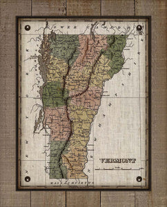 1800s Vermont Map - Board Mounted Canvas Print