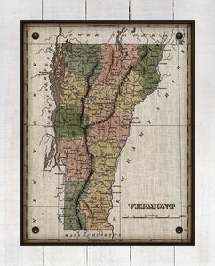 1800s Vermont Map - Board Mounted Canvas Print