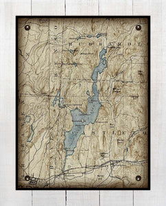 Lake Bomoseen Vermont Map Design - Board Mounted Canvas Print