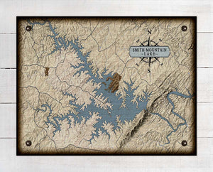 Smith Mountain Lake Virginia Map - Board Mounted Canvas Print