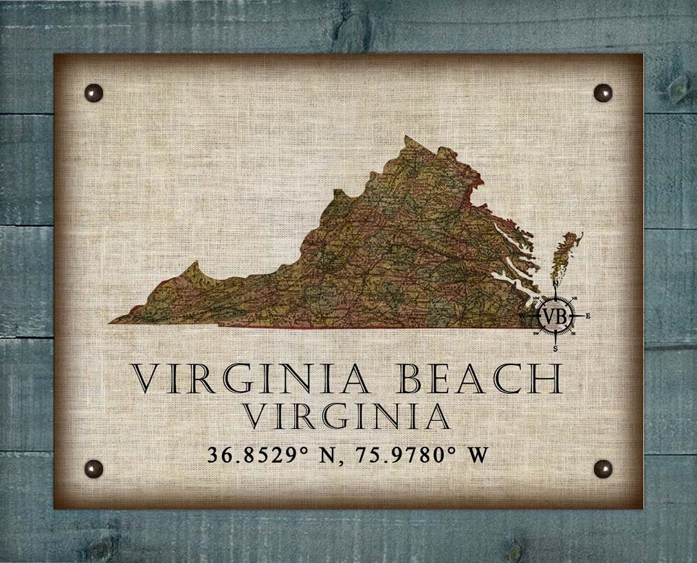 Virginia Beach Virginia Vintage Design - Board Mounted Canvas Print