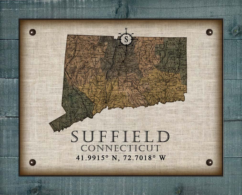 Suffiield Connecticut Vintage Design On 100% Natural Linen