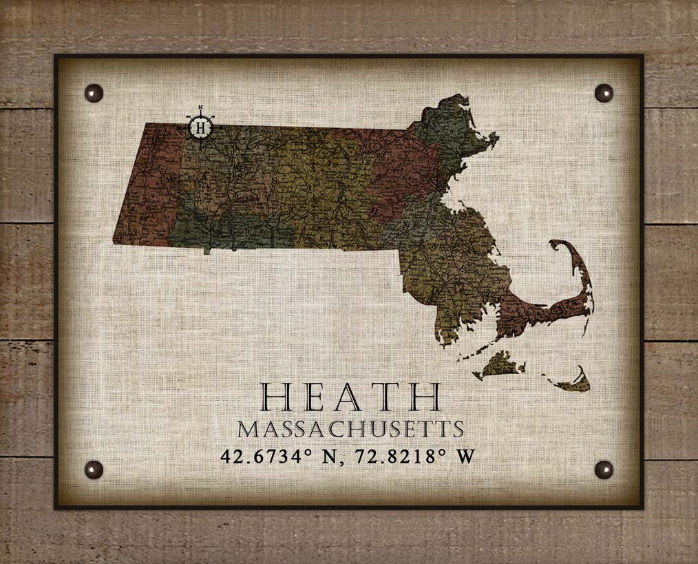 Heath Massachusetts Vintage Design - Board Mounted Canvas Print